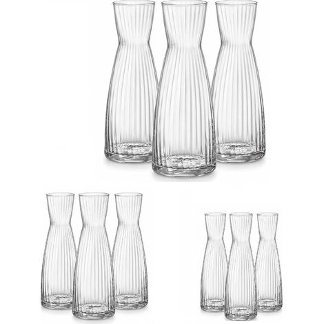 Set 9 Caraffa in Vetro assortite Bottiglia da Tavola Elegante per Vino Acqua o succhi anche come porta fiori brocche ristoranti hotel eleganza Design MADE IN ITALY (1/5)