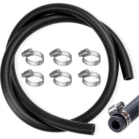 Kit de tuyau d'essence de 1 mètre et 8 mm de diamètre avec 6 colliers de serrage pour voiture, moto, tracteur et petits moteurs. (1/5)