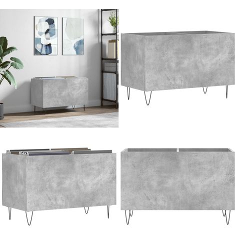Armoire à disques gris béton 74,5x38x48 cm bois d'ingénierie - Meuble Vinyle - Armoire Disque - Rangement Musique - Étagère Vinyl - Support Tournivelle - Home & Living (1/5)