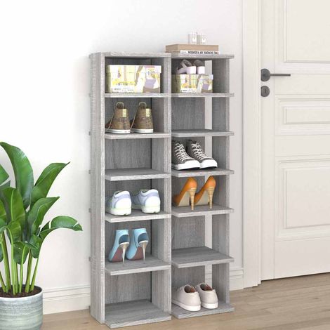 vidaXL Shoe Racks 2 pcs Grey Sonoma 27,5x27x102 cm Engineered Wood (1/5)