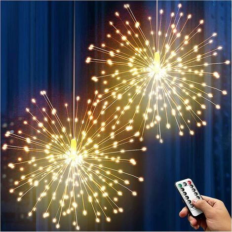 Weihnachtsbeleuchtung, 2er-Set USB-betriebene Hängelichter mit Feuerwerkseffekt, 240 LEDs, 8 Modi, geeignet für die Weihnachtsdekoration im Freien (1/3)