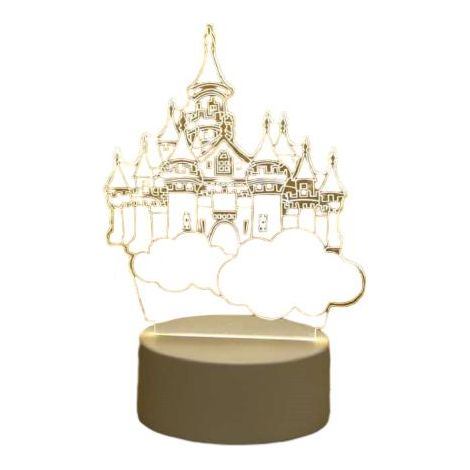 Veilleuse LED 3D Château dans le ciel, charmante veilleuse pour chambre à coucher, chambre d'enfant, etc. (9,2 x 16 cm)