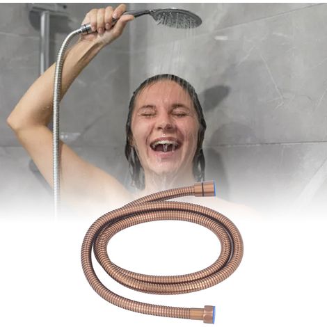 Manguera de ducha flexible de acero inoxidable, 1,5 metros, oro rosa, con control de agua fría y caliente. (1/5)