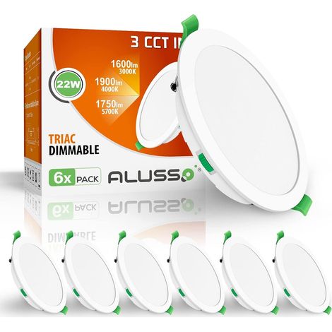 Spot LED Encastrable Extra Plat, 4W 310LM Dimmable IP44 Spot Etanche Salle de bain, Blanc Chaud 3000K Blanc Neutre 4000K Blanc Froid 6500K, Trou Φ55-68mm, AC220-240V, Lot de 6 (1/5)