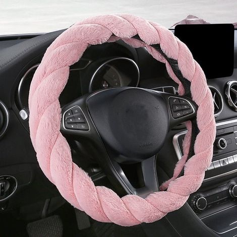 Coprivolante invernale da 38 cm per donna, morbido e caldo, attraente accessorio per auto. Per Jeep, camion, furgone, F150, universale, soffice, antiscivolo, rosso (1/4)