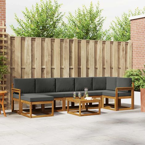 Outdoor-Sofagarnitur mit Kissen 8 pcs Natur und Anthrazit