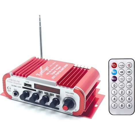 HY600 Karaoke-Mikrofon, USB-/SD-Kartenleser, FM-Mini-Verstärker (12 V) für Auto/Zuhause – HY600 Rot (1/4)