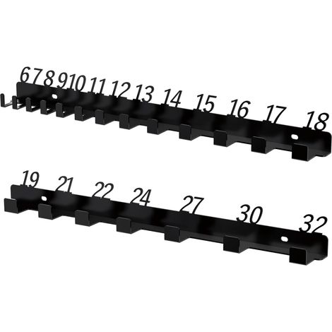 Support Mural Universel pour Clés Plates et Mixtes - Organisateur d'Outils Anti-rouille - Rack de Rangement Grande Capacité pour Garage, Atelier Mécanique et Camion - Noir (1/5)