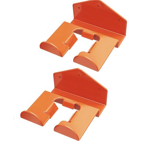 Lot de 2 supports muraux pour coupe-bordures, orange, robustes, pour outils électriques, organisateur de garage (1/5)