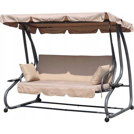Balancoire de jardin pliante 2en1 coussins beige 88393787 88393787 88393787