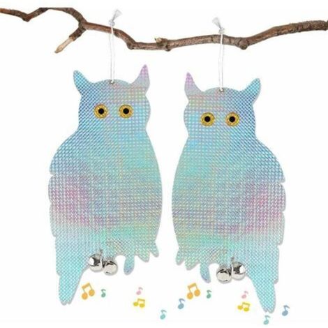 Bird Repellent Pigeon Repellent that Glows in the Dark, Reflective Owl Shape, Pack of 2 Pigeon Repellents with Bird Repellent Bell (1/5)