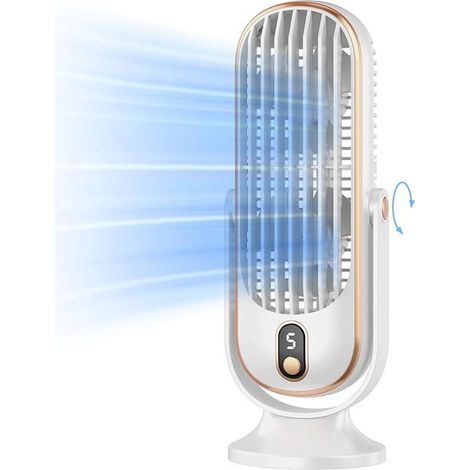 Portable desk fan, bidirectional airflow, quiet personal tower fan, white.High quality enhances quality of life. (1/5)
