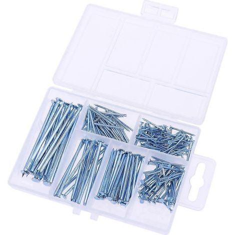 Sortiment mit 240 runden Bilderaufhängernägeln (silber) – 6,40 x 0,60 x 0,60 cm – Silber (1/4)
