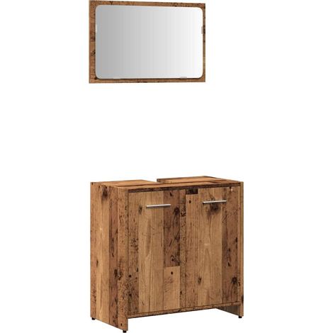 Meuble sous vasque simple - Meuble de salle de bain et miroir vieux bois bois d'ingénierie fr6639 - Maison La Vie (1/5)