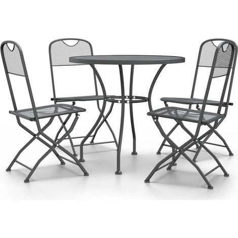 Set da Pranzo per Giardino 5 pz Salotto da Giardino Rete Metallica Espansa Antracite (1/5)