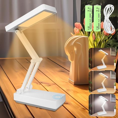 Lampe de Bureau sans Fil, 3000mAh Lampe de Chevet Tactile LED Lampe Portable Pliable avec 3 Luminosité Lampe Chevet Rechargeable pour Chambre à Coucher Lecture Apprentissage Bureau (1/5)