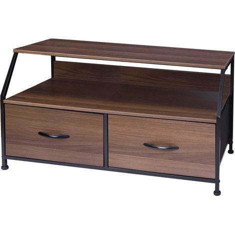 Kommode Sideboard Walnuss Optik mit 2 Schubladen 93x39x48,5cm (1/5)