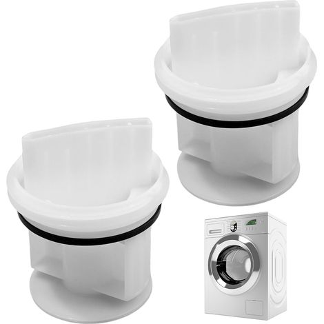 2 PCS Filtres à Peluches pour Lave-Linge, Compatibles avec Bosch Siemens, Couvercles Blancs de Filtre de Vidange, Bouchons Universels en Plastique pour Machines à Laver à Hublot (1/5)