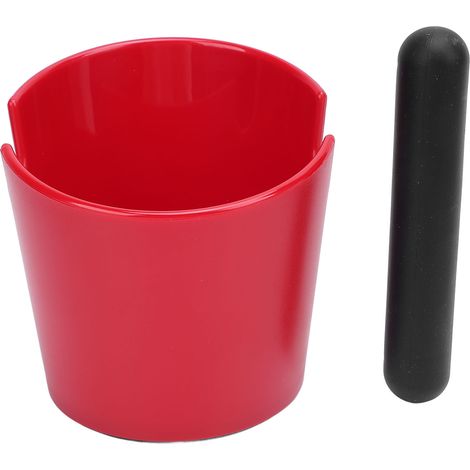 Poubelle à marc de café, plastique rouge, barre amovible, fond antidérapant et silencieux, résistant aux éclaboussures (1/5)