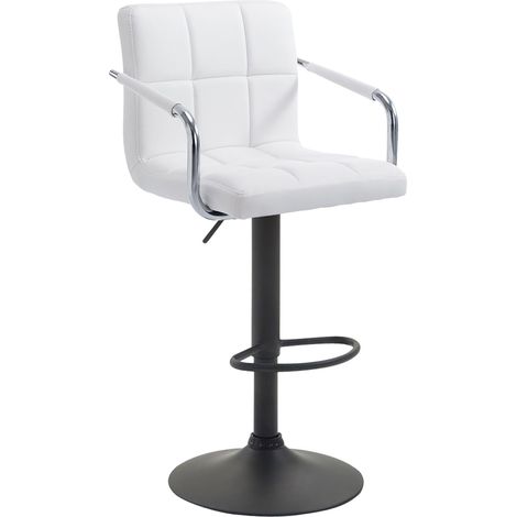 Sgabello da bar poggiapiedi in materiale sintetico bianco gambe a tromba in metallo nero opaco TDB10535