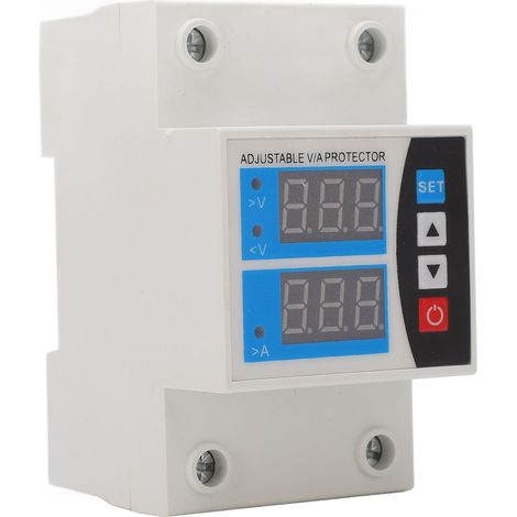 Disjoncteur de surtension et sous-tension réglable 63A, affichage double, auto-réarmement, pour rail DIN, 240V-300V (1/5)