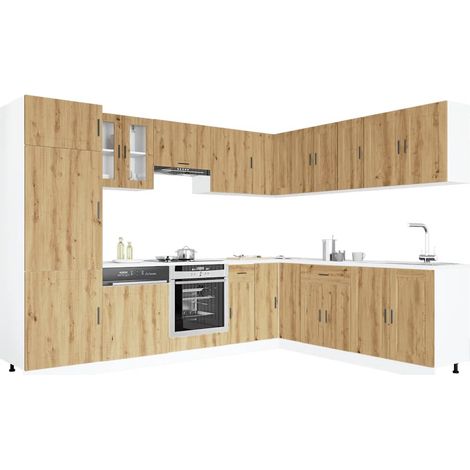 vidaXL Ensemble d'armoires de cuisine 14 pcs Porto bois d'ingénierie (1/5)