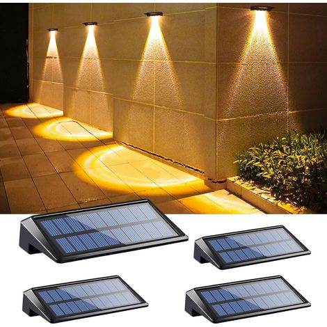 Paquet de lampes solaires terrasse à LED pour l'extérieur étanches appliques murales d'extérieur lumière chaude 4 IP65 (1/5)