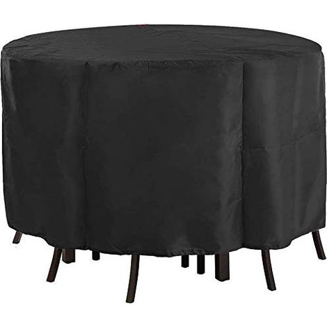 Table De Jardin Ronde, Housse De Chaise De Table De Patio Ronde, Housse De Meubles De Patio D'extérieur Oxford Robuste Résistante Au Vent, À L'eau Et Aux UV - Comme Montré, 142x68cm (1/5)