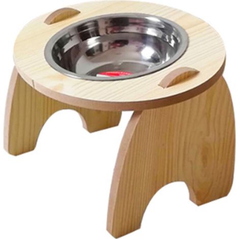 cuencos elevados, base de madera, comedero para perros/gatos, reduce la tensión en el cuello, accesorio de alimentación (1/5)