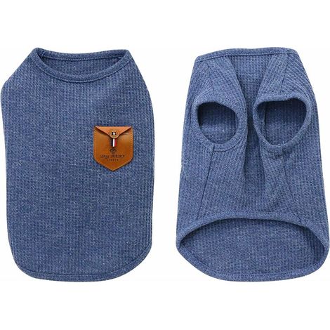 T-shirt pour chien et chat, 100 % coton, mini-chien, petit animal, taille S, bleu – DELKEVIC (1/5)