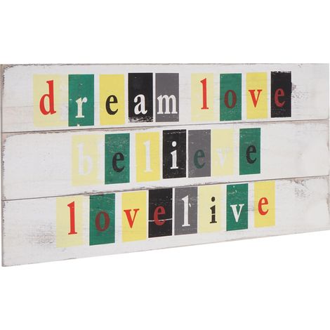 [NUNCA USADO] Letrero de pared Love-Life, Letrero decorativo de madera, Shabby-Look Vintage con 3 ganchos 30x60cm