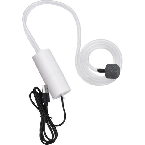 Pompe à air USB pour aquarium, petite pompe à oxygène avec diffuseur d'air, tuyau et boucle de suspension pour aquarium et pêche en extérieur (1/5)
