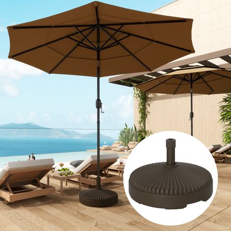 Base parapluie jardin rechargeable 28kg sable/23L eau Ø55x30cm, brun (1/4)