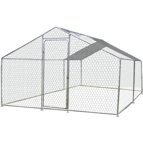 Enclos parc grillagé 12m2 en acier galvanisé – Capacité 7 à 9 poules – Hauteur faîtage 220 cm – Porte avec loquet – Habrita Foresta
