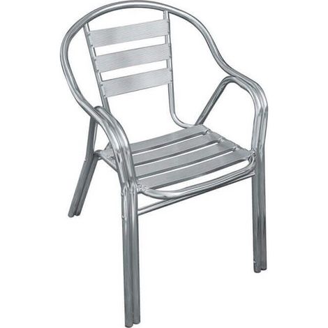 Chaise empilable avec des accoudoirs en aluminium avec une structure renforcée tubulaire double (1/3)