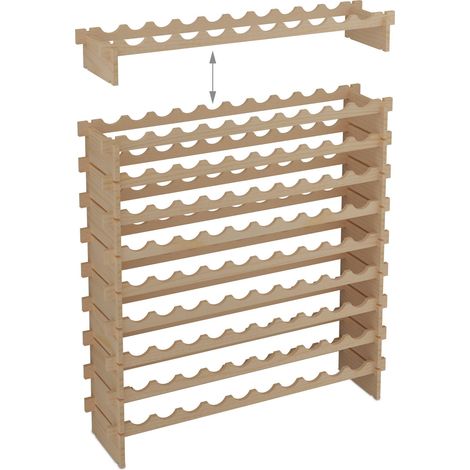 Botellero modular apilable para 60 botellas 73 x 103 x 25 cm de madera de pino natural 130016433 (1/3)