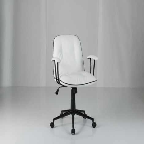 Chaise de bureau réglable fauteuil maquillage 63 x 63 x 84,5-94,5 cm confort optimal style moderne en similicuir blanc