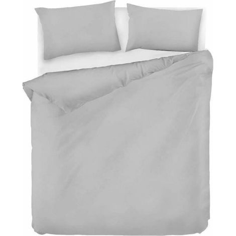 Set da letto - 1 copripiumino 220 x 240 cm + 2 federe 60 x 60 cm - 65% cotone, 35% poliestere - Grigio (1/4)