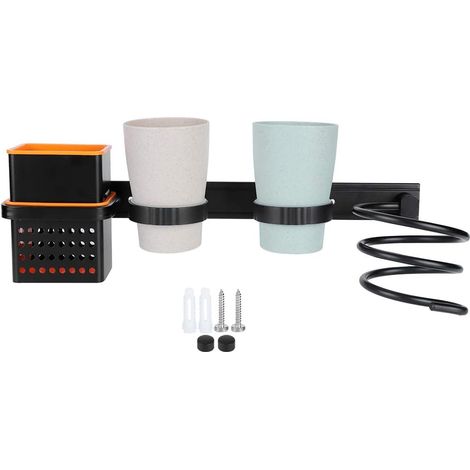 Support De Rangement Multifonctionnel en Aluminium pour Salle De Bain, Porte-Brosse à Dents pour Sèche-Cheveux (1/5)