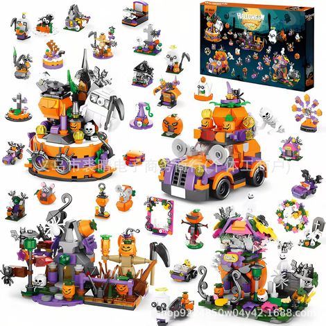 Halloween Calendar  Spooky Haunted Houses, Ghosts, Bats, and Pumpkin Blocks - B -