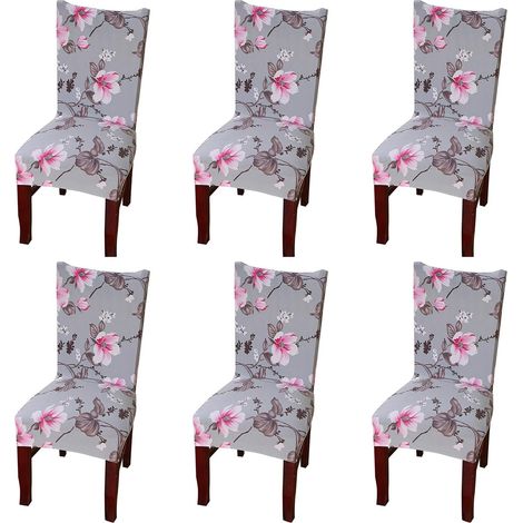 Housse de chaise souple, amovible et lavable. Décoration pour restaurant de mariage (6 fleurs roses). (1/5)