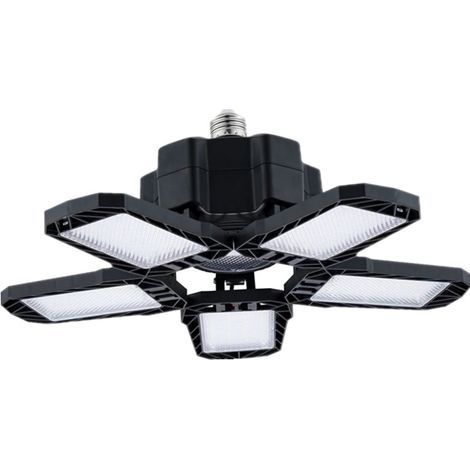 Lot de 2 Éclairage LED Garage 80W, E27/E26 Eclairage Atelier Déformable à 5+1 Panneaux Ajustables, 20000LM Super Brillant Plafonnier LED pour Garages, Sous sol, Atelier, Entrepôt, Bureau [Classe énerg (1/3)