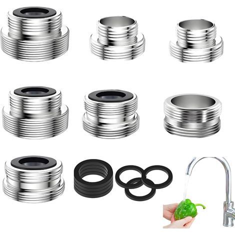 7-teilige Wasserhahnadapter für Gartenschlauchhahn, Küchenarmatur mit Dichtungen, für Gartenschlauchanschluss, Spüle, Wasserfilter