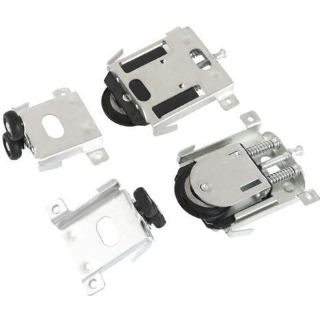 Castors for sliding doors, castors for cupboards, guides with shock absorber, nylon, silver. (1/5)