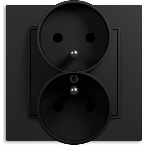 Mini prise double avec obturateurs, noir mat 12MGPR-2zp (1/2)