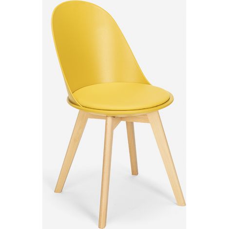 Sedia design scandinavo legno cuscino cucina sala da pranzo Bib Nordica - Giallo
