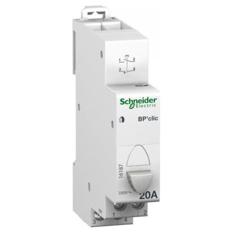 Schneider Electric – Poussoir composable 20A contact 1O+1F 230V – Mode de pose électricité – 16187
