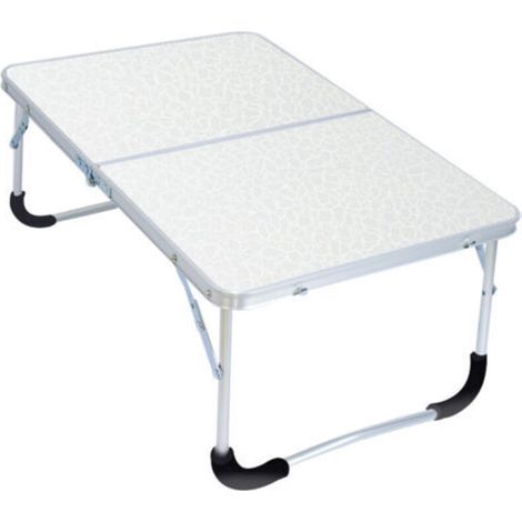 Klappbarer Campingtisch mit Metallgestell, Holztischplatte und Sicherheitsverriegelung, weißem Moskitonetz, 62 x 42 x 28 cm