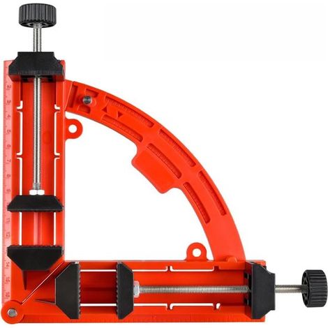 Abrazadera angular - Abrazadera de ángulo recto - Carpintería - Ajustable de 30 a 90 grados - Escalas métricas - Roja (1/5)