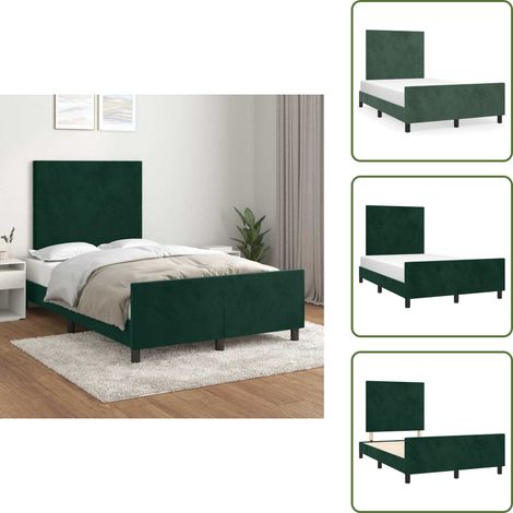 Bettgestell ohne Matratze Dunkelgrün 120x200 cm Samt - Samtsofa - Bettestel - Doppelbett - Boxspringbetten - Lattenrost (1/5)